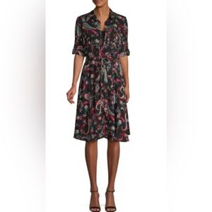 NANETTE LEPORE Anthropologie Size 4 Paisley Black Shirt Dress NWT